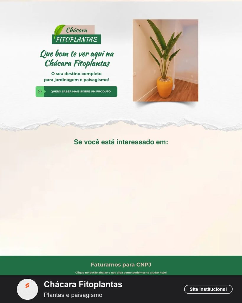 Site da Chácara Fito Plantas (paisagismo e plantas) criado pela Eleve Websites em Taubaté