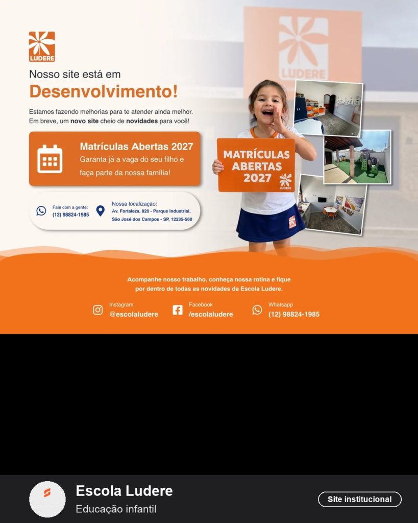 Site da Escola Ludere (educação infantil) criado pela Eleve Websites em Taubaté
