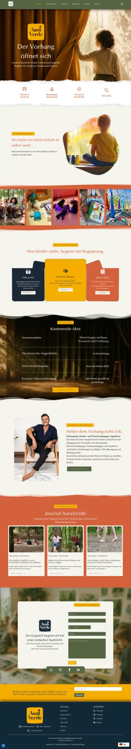 Site completo da Aura Verde (educação e bem-estar) criado pela Eleve Websites em Taubaté