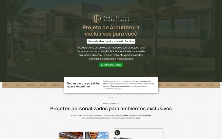 Site da GJ Arquitetura criado pela Eleve Websites
